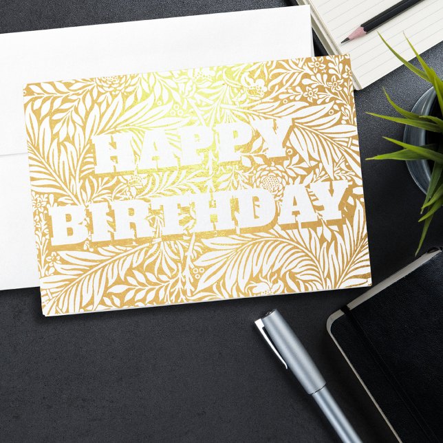 Gold Foil Botanical Happy Birthday Foil Card (Creator Uploaded)