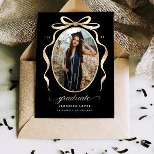 Gold Foil Bow Graduation Announcement Card