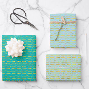 Gold Foil Brackets Green Coloured Backgrounds Wrapping Paper Sheet