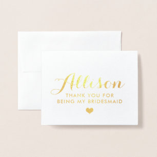 Gold Foil Bridesmaid Thank You Bridesmaid Card
