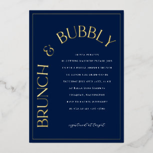 Gold Foil Brunch & Bubbly Bridal Shower Invitation
