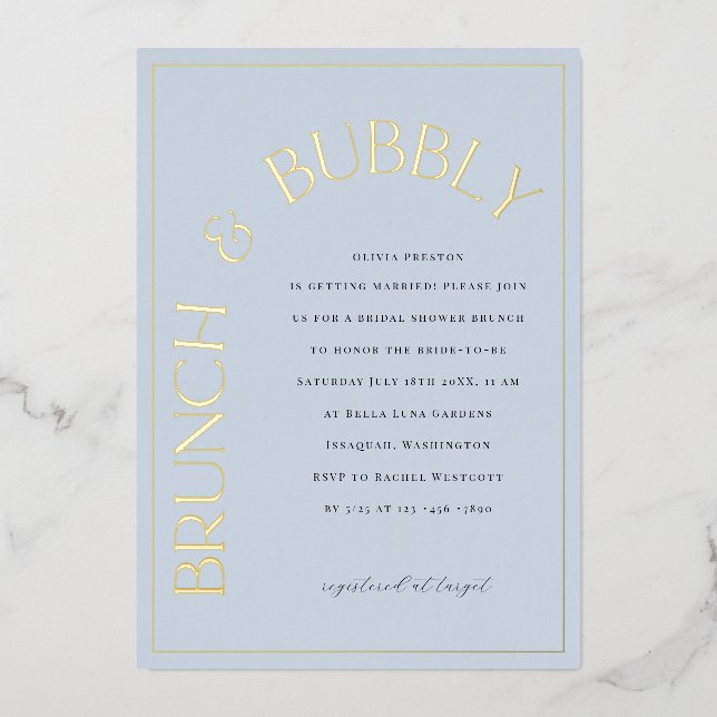 Gold Foil Brunch & Bubbly Bridal Shower Invitation (Front)