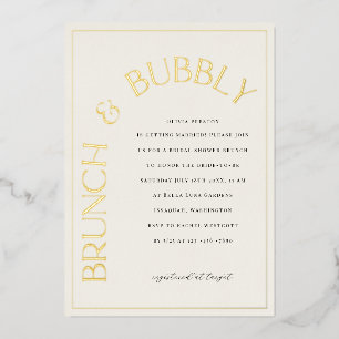Gold Foil Brunch & Bubbly Bridal Shower Invitation
