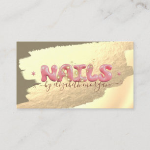Gold Foil Brush Stroke Sparkle Nails Business Card