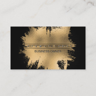 Gold Foil Brushed Black Mesh Background Business Card