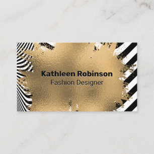Gold Foil Brushed   Stripes Wave Background Business Card