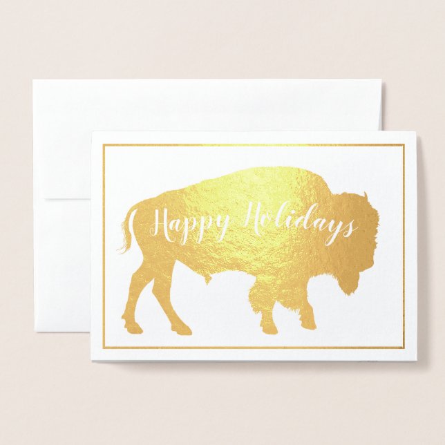 Gold Foil Buffalo Holiday Thoreau Quote Card (Front With Envelope)