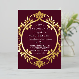 Gold Foil Burgundy   Casual Wedding 