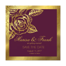 Gold Foil Burgundy Vintage Botanical Save the Date