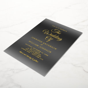 Gold Foil Calligraphy Elegant Simple Black