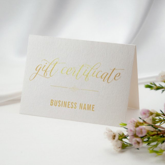 Gold Foil Calligraphy Gift Certificate Card (Creator Uploaded)