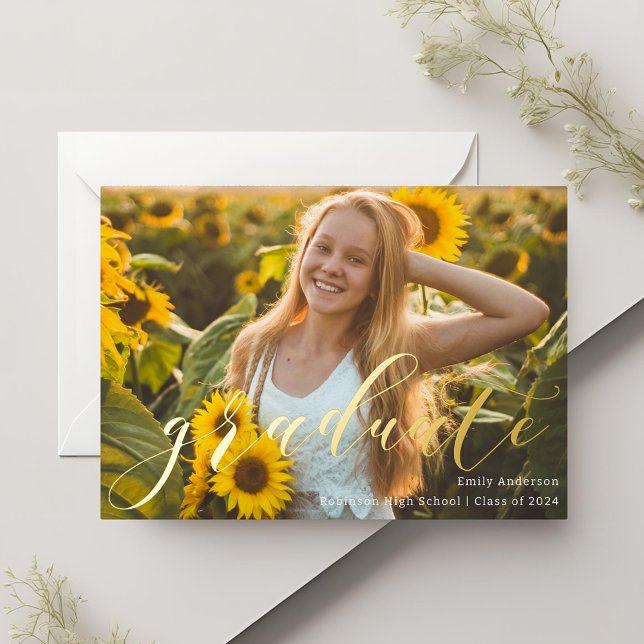 Gold Foil Calligraphy Graduation Announcement (Creator Uploaded)