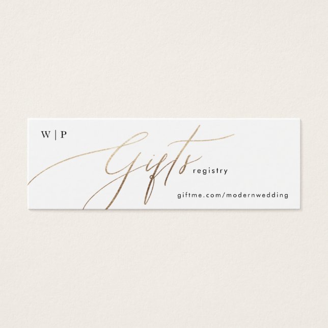 Gold Foil Calligraphy Modern Wedding Gift Registry (Front)