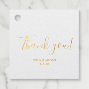 Gold Foil Calligraphy Wedding Thank You With Date Favour Tags