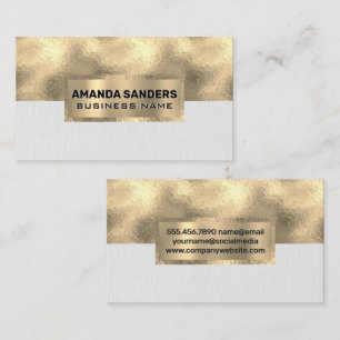 Gold Foil Canvas White Texture Business Card