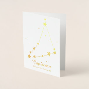 Gold Foil CAPRICORN Zodiac Sign Constellation Card