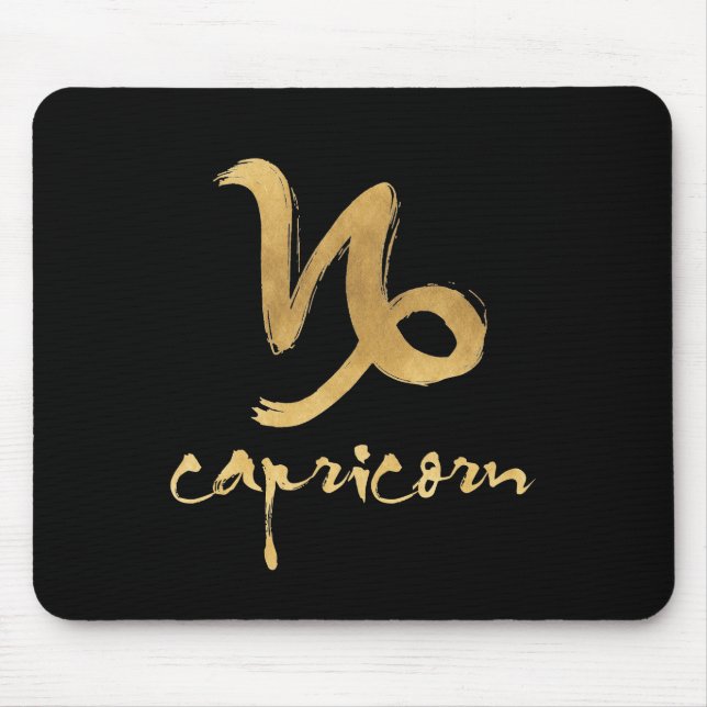 Gold Foil Capricorn Zodiac Symbol Mouse Pad (Front)