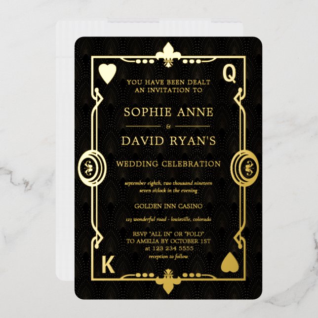 GOLD FOIL Casino Night Las Vegas Poker Wedding  (Envelope)