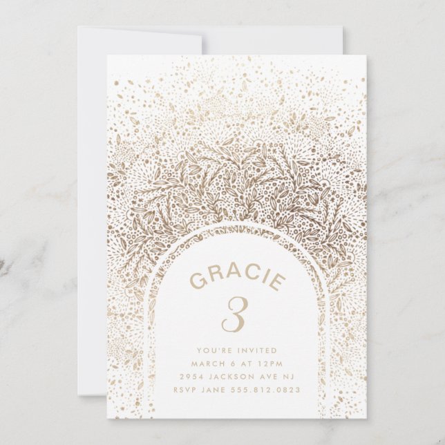 Gold Foil Celebration Arch | Birthday Party Invitation (Front)