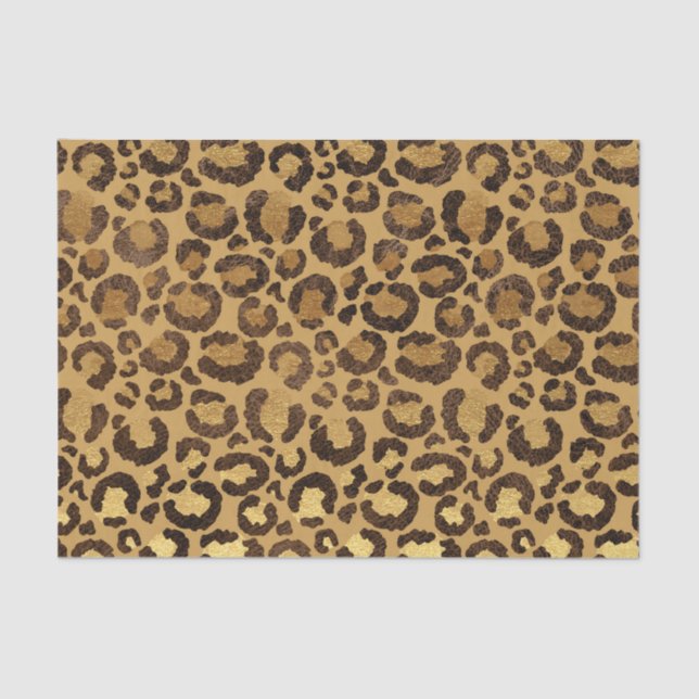 Gold Foil Cheetah Pattern Jungle Birthday Party Tissue Paper (Front)