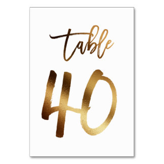 Gold foil chic wedding table number | Table 40