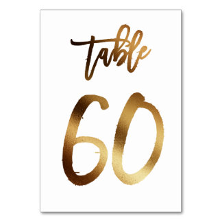 Gold foil chic wedding table number | Table 60