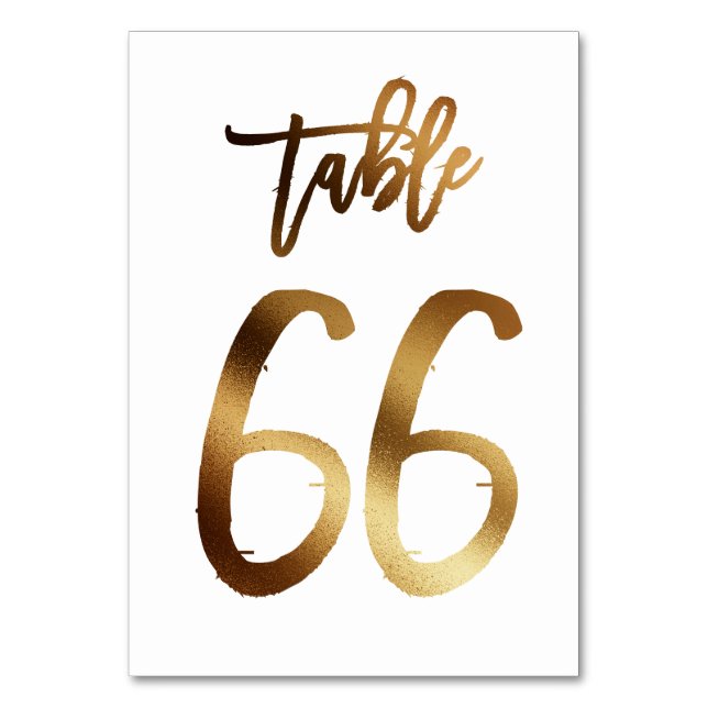 Gold foil chic wedding table number | Table 66 (Front)