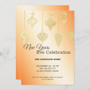 Gold Foil Christmas Balls Invitation