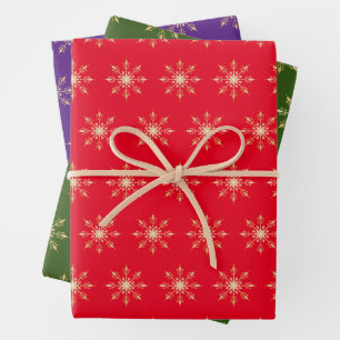 Gold Foil Christmas Snowflake Wrapping Paper Sheet