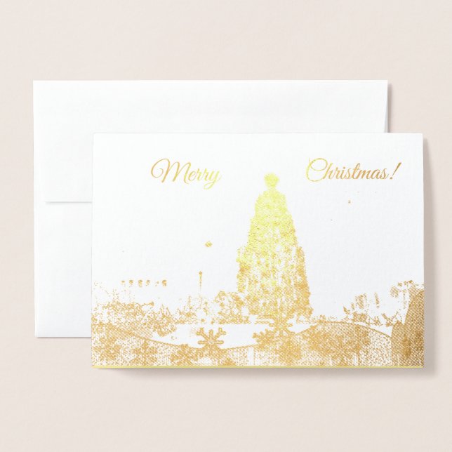Gold Foil Christmas Tree Card (Front With Envelope)