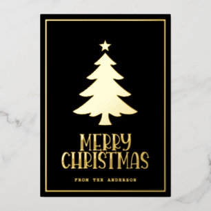 Gold Foil Christmas Tree Merry Christmas Custom