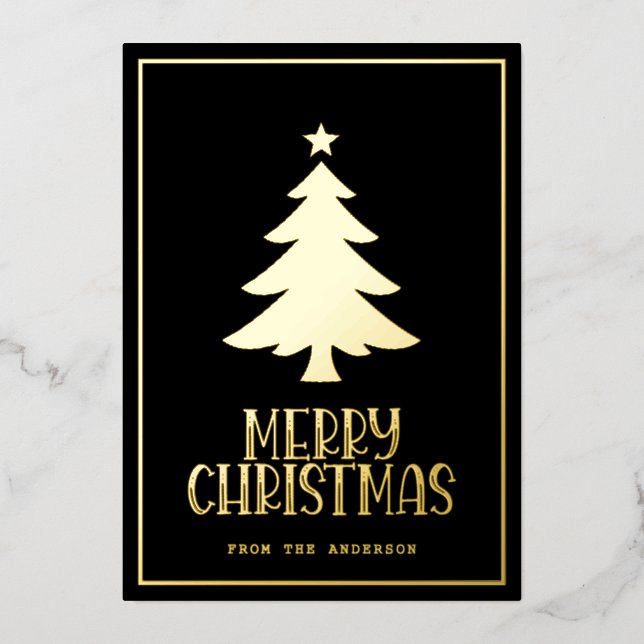 Gold Foil Christmas Tree Merry Christmas Custom (Front)