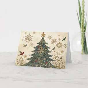 Gold Foil Christmas Tree with Glitter Details Card