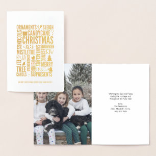 Gold Foil Christmas Words Holiday Greeting Card