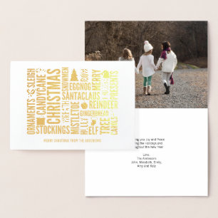 Gold Foil Christmas Words Holiday Greeting Card