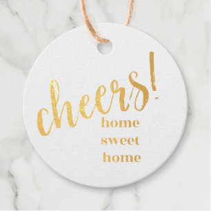 Gold Foil Circle - "Cheers! Home Sweet Home" Favour Tags