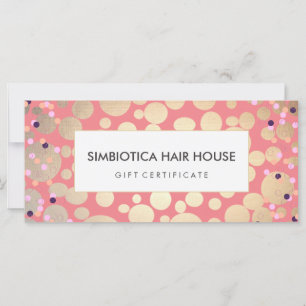Gold Foil Circles Confetti Gift Certificate Pink