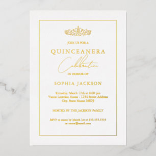 Gold Foil Classic Elegant Quinceanera