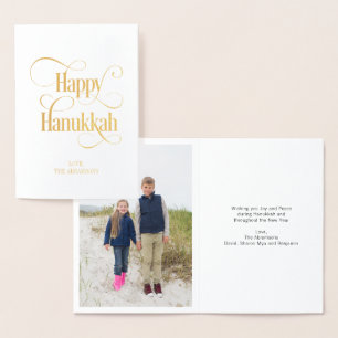 Gold Foil Classic Happy Hanukkah Greeting Card