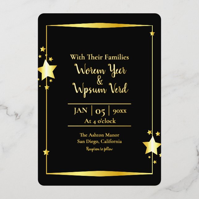 Gold Foil Classic Luxury Vector Invitation Card (Front)