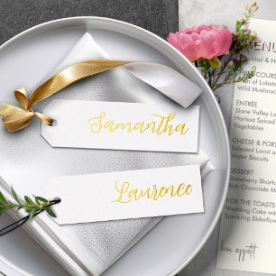 Gold Foil Classic White 8 Wedding Place Name Tags