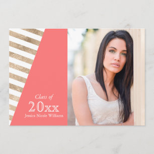 Gold Foil Colour Block Graduation Invitations