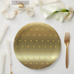 Gold Foil Colour Polka Dots   Paper Plate