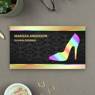 Gold Foil Colourful Rainbow High Heels Stilettos Business Card