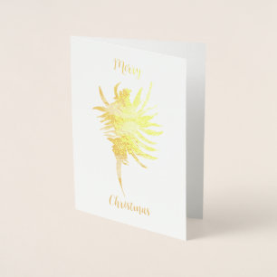 Gold foil conch shell wave-silhouette watercolor card