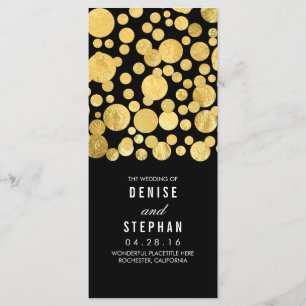 Gold Foil Confetti Black Wedding Programs Programme