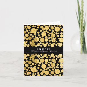 Gold Foil Confetti Black Wedding Thank You Cards