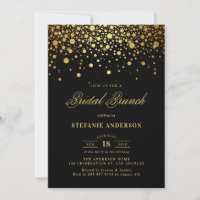 Gold Foil Confetti Dots Black Bridal Brunch