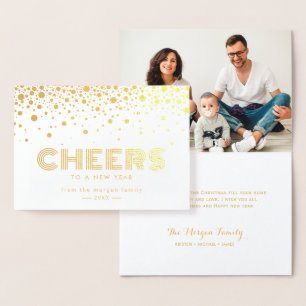 Gold Foil Confetti Dots Cheers To A New Year Foil Card