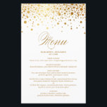 Gold Foil Confetti Dots Wedding Menu Card<br><div class="desc">Customisable menu card featuring faux gold foil confetti dots and stripes pattern. This elegant menu card is perfect for any wedding theme and season. Personalise by adding names,  date and menu details.</div>